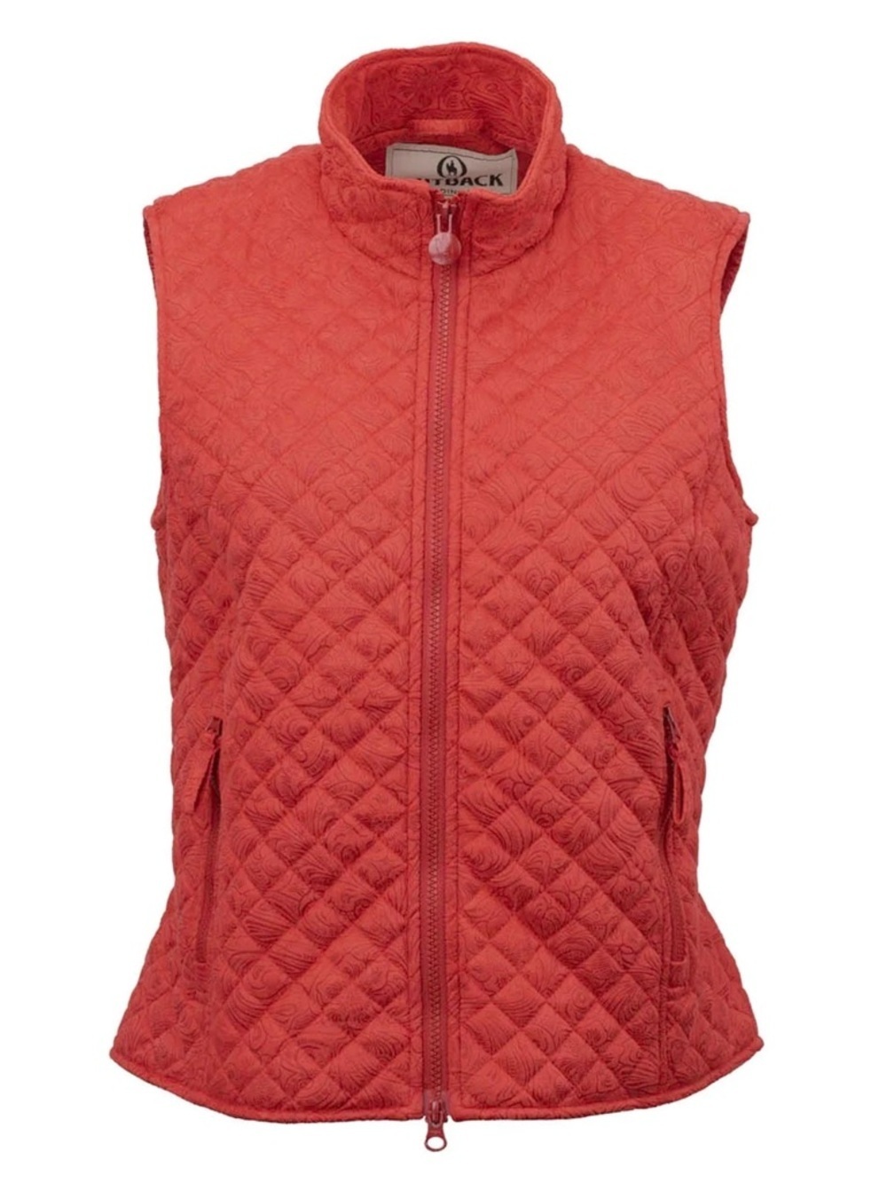 Outback Trading Co Quilted Coral Zip-Up Vest - Coldwater Creek